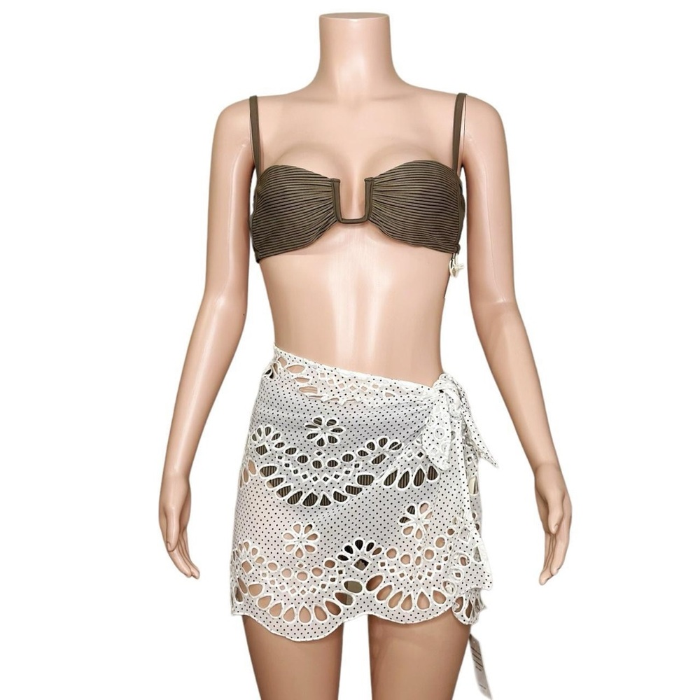 FOR LOVE & LEMONS Cookies N Cream Tie Up Skirt, Ivory Eyelet, Large - Picture 3 of 10